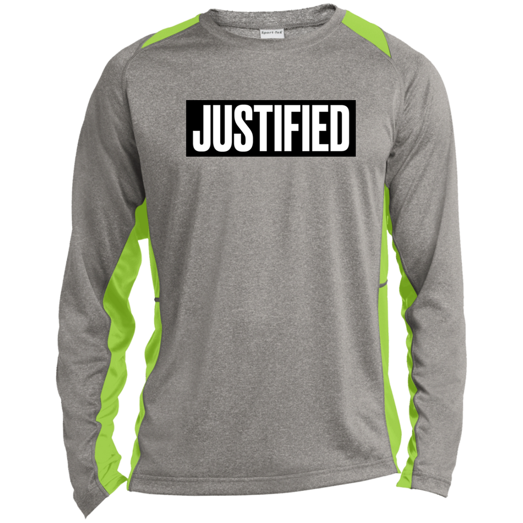 JUSTIFIED Long Sleeve Heather Colorblock Performance Tee